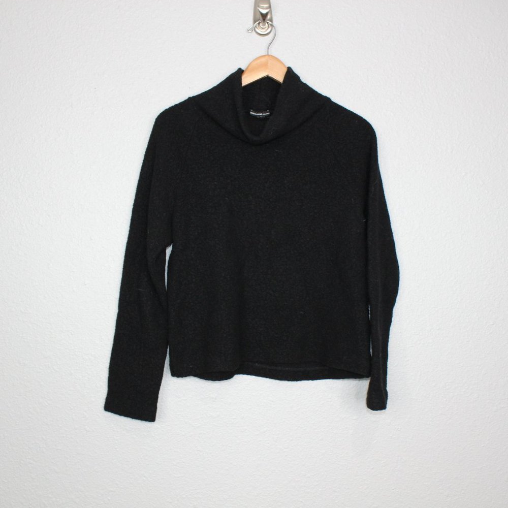 James Perse Black Wool Textured Mock Neck Sweater
